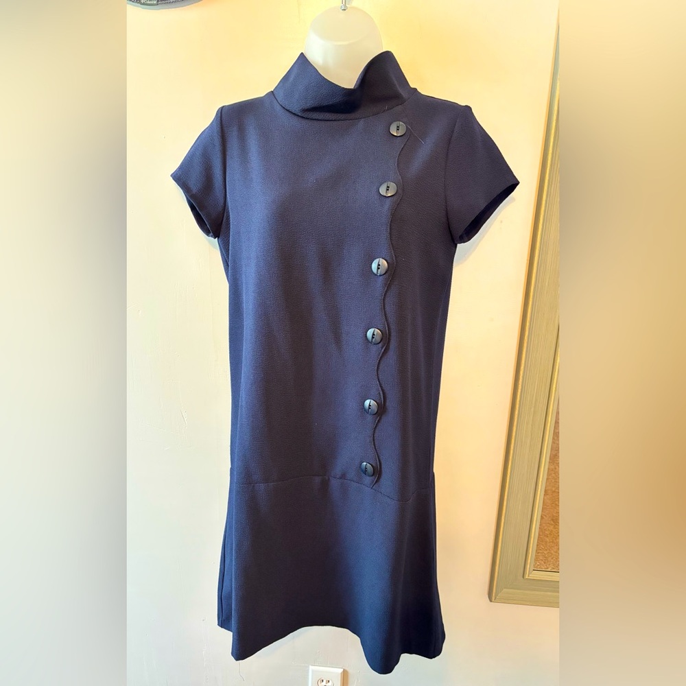 La Redoute Mademoiselle R Elegant Navy Sheath Dress with buttons